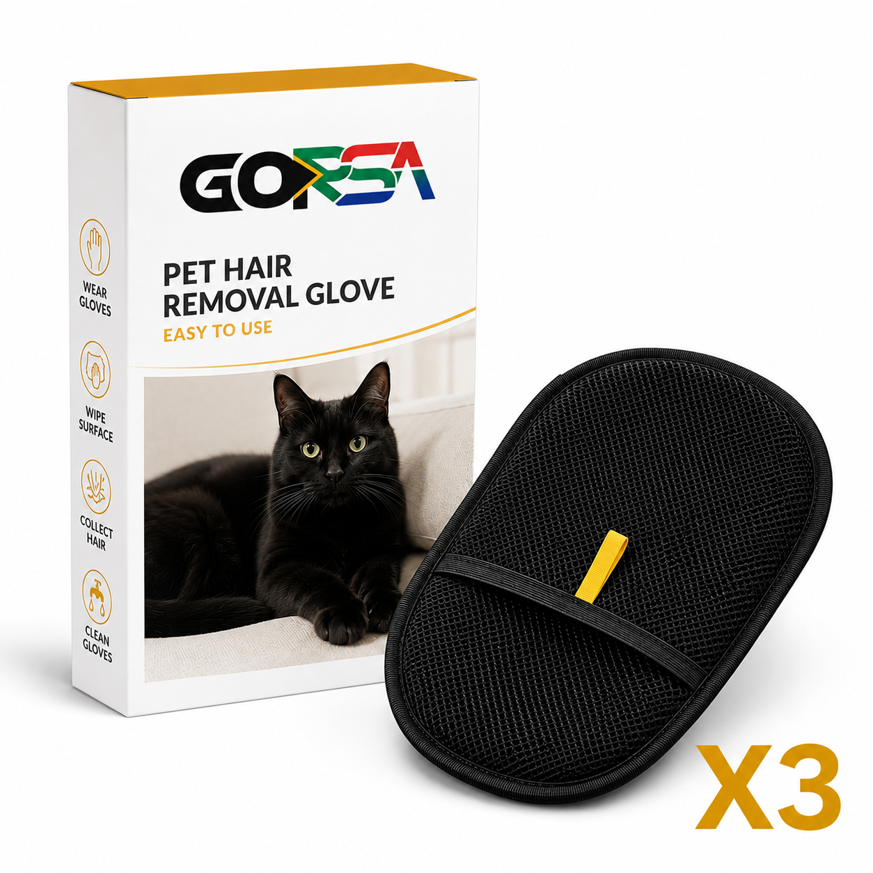 Fur-Free Pro 3-Piece Grooming Glove Set